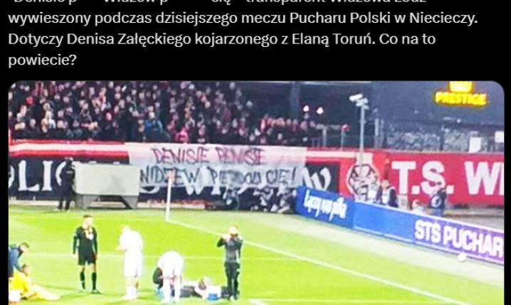 HIT! Denis Załęcki dostał TRANSPARENT od kibiców Widzewa xD